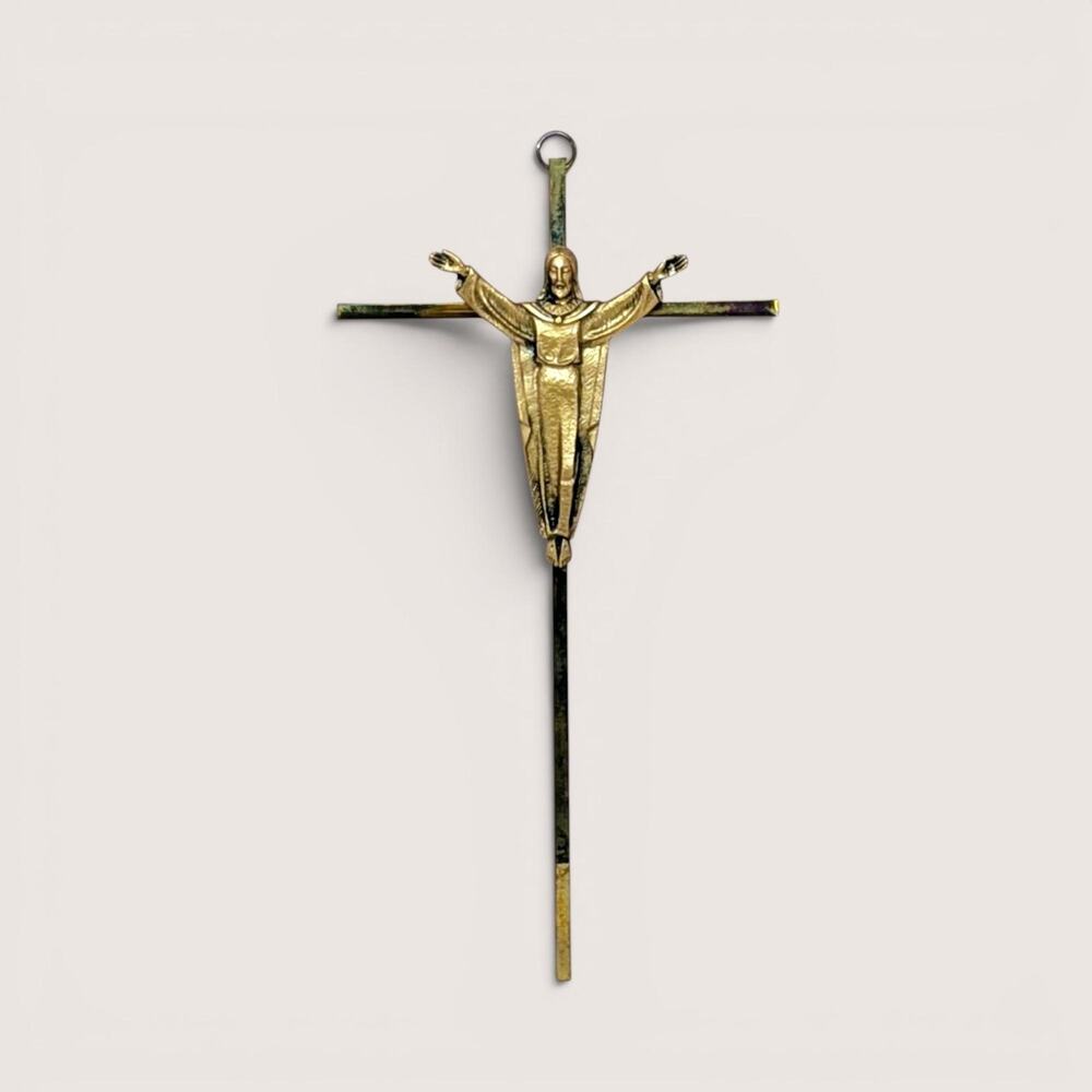 Mid Century Modern Metal Crucifix Wall Hanging